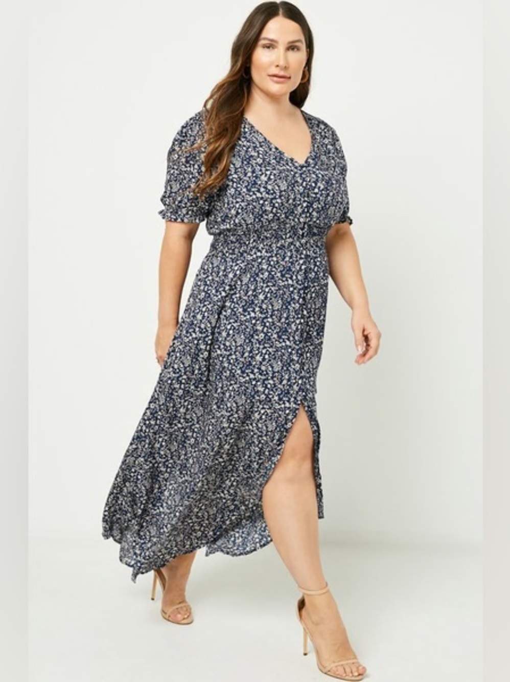 Baltic Born Navy Blue Floral Midi Dress